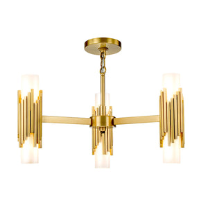 Marvel 6 Light Pendant with Opal Glass and Aged Brass Ceiling Light by Lucas McKearn