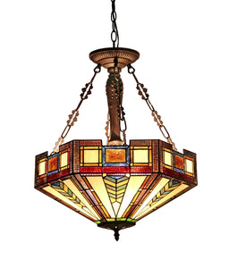 Baxter Tiffany Victorian-style Mission 3 Light Inverted Pendant Fixture 20" Shade Ceiling Light by Chloe
