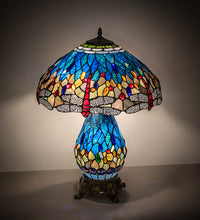25" High Tiffany Hanginghead Dragonfly Table Lamp Bedside Nightstand Reading Desk Table Light by Meyda