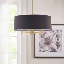 Presidio 5-Light Gold-Black Drum Shade Chandelier Pendant Ceiling Light by Olliix-Hampton Hill