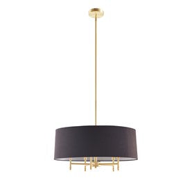 Presidio 5-Light Gold-Black Drum Shade Chandelier Pendant Ceiling Light by Olliix-Hampton Hill