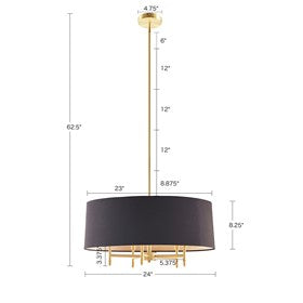 Presidio 5-Light Gold-Black Drum Shade Chandelier Pendant Ceiling Light by Olliix-Hampton Hill