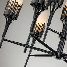 Sawgrass 9 Light Chandelier in Black Finish and Opal Glass Ceiling Light by Lucas McKearn