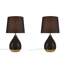 Liora 2-Tone Ceramic Black Gold Table Lamp, Set of 2, Bedside Nightstand Reading Desk Table Light by Olliix-510 Design
