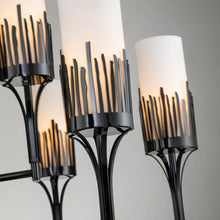 Sawgrass 9 Light Chandelier in Black Finish and Opal Glass Ceiling Light by Lucas McKearn