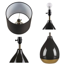 Liora 2-Tone Ceramic Black Gold Table Lamp, Set of 2, Bedside Nightstand Reading Desk Table Light by Olliix-510 Design
