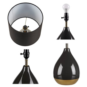 Liora 2-Tone Ceramic Black Gold Table Lamp, Set of 2, Bedside Nightstand Reading Desk Table Light by Olliix-510 Design