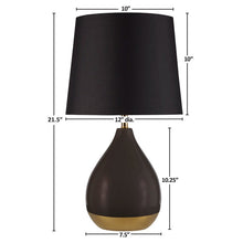 Liora 2-Tone Ceramic Black Gold Table Lamp, Set of 2, Bedside Nightstand Reading Desk Table Light by Olliix-510 Design