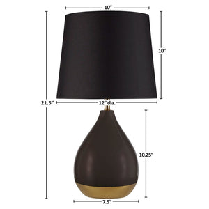 Liora 2-Tone Ceramic Black Gold Table Lamp, Set of 2, Bedside Nightstand Reading Desk Table Light by Olliix-510 Design