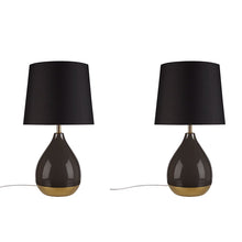 Liora 2-Tone Ceramic Black Gold Table Lamp, Set of 2, Bedside Nightstand Reading Desk Table Light by Olliix-510 Design