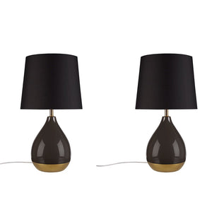Liora 2-Tone Ceramic Black Gold Table Lamp, Set of 2, Bedside Nightstand Reading Desk Table Light by Olliix-510 Design