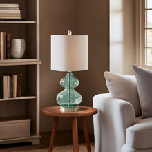 Ellipse Curved Gourd Glass Blue-Green Table Lamp, Set of 2,  Bedside Nightstand Reading Desk Table Light by Olliix-510 Design