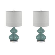 Ellipse Curved Gourd Glass Blue-Green Table Lamp, Set of 2,  Bedside Nightstand Reading Desk Table Light by Olliix-510 Design