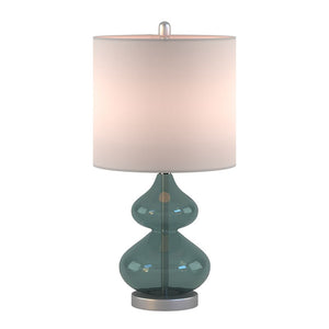 Ellipse Curved Gourd Glass Blue-Green Table Lamp, Set of 2,  Bedside Nightstand Reading Desk Table Light by Olliix-510 Design
