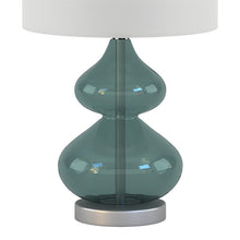 Ellipse Curved Gourd Glass Blue-Green Table Lamp, Set of 2,  Bedside Nightstand Reading Desk Table Light by Olliix-510 Design