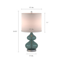 Ellipse Curved Gourd Glass Blue-Green Table Lamp, Set of 2,  Bedside Nightstand Reading Desk Table Light by Olliix-510 Design
