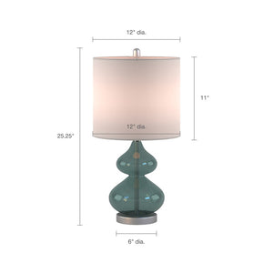 Ellipse Curved Gourd Glass Blue-Green Table Lamp, Set of 2,  Bedside Nightstand Reading Desk Table Light by Olliix-510 Design