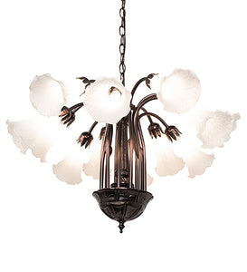 24" Wide White Tiffany Pond Lily 12 Light Chandelier Ceiling Light by Meyda