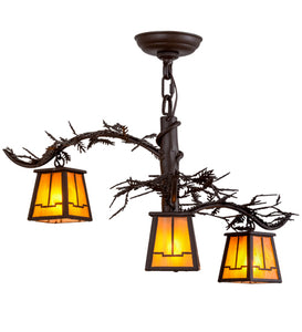Custom 24"W Pine Branch Valley View 3 LT Chandelier Ceiling Light by Meyda
