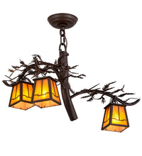 Custom 24"W Pine Branch Valley View 3 LT Chandelier Ceiling Light by Meyda