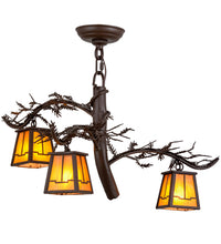 Custom 24"W Pine Branch Valley View 3 LT Chandelier Ceiling Light by Meyda