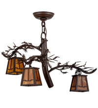 Custom 24"W Pine Branch Valley View 3 LT Chandelier Ceiling Light by Meyda