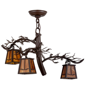 Custom 24"W Pine Branch Valley View 3 LT Chandelier Ceiling Light by Meyda