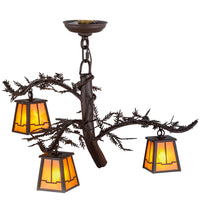 Custom 24"W Pine Branch Valley View 3 LT Chandelier Ceiling Light by Meyda