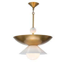 Saucer 4 Light Small Pendant in Aged Brass Opal Glass Ceiling Light by Lucas McKearn