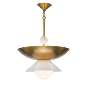Saucer 4 Light Small Pendant in Aged Brass Opal Glass Ceiling Light by Lucas McKearn