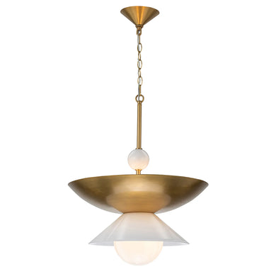 Saucer 4 Light Small Pendant in Aged Brass Opal Glass Ceiling Light by Lucas McKearn