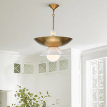 Saucer 4 Light Small Pendant in Aged Brass Opal Glass Ceiling Light by Lucas McKearn