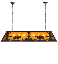 Custom 60" Long Buffalo at Lake Oblong Pendant Ceiling Light by Meyda