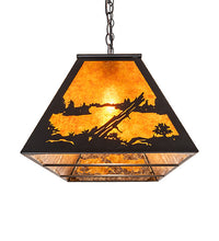 Custom 60" Long Buffalo at Lake Oblong Pendant Ceiling Light by Meyda