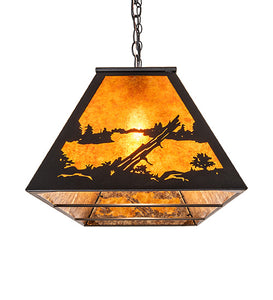 Custom 60" Long Buffalo at Lake Oblong Pendant Ceiling Light by Meyda