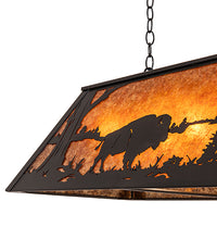 Custom 60" Long Buffalo at Lake Oblong Pendant Ceiling Light by Meyda
