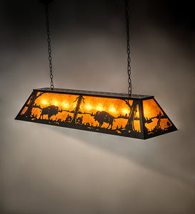 Custom 60" Long Buffalo at Lake Oblong Pendant Ceiling Light by Meyda