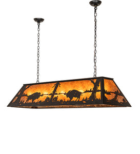 Custom 60" Long Buffalo at Lake Oblong Pendant Ceiling Light by Meyda