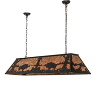 Custom 60" Long Buffalo at Lake Oblong Pendant Ceiling Light by Meyda