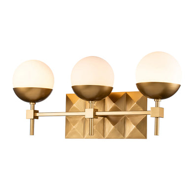 Deco 3 Light Bath Bar in Laquered Gold Wall Sconce Wall Lamp Home Decor by Lucas McKearn