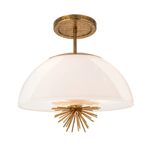 Staring 3 Light Pendant Gold Leaf Opal Glass Ceiling Light by Lucas McKearn