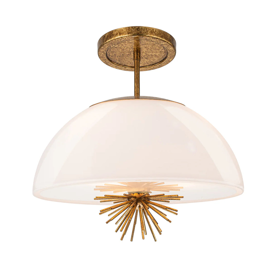 Staring 3 Light Pendant Gold Leaf Opal Glass Ceiling Light by Lucas McKearn