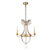 Louis 3 Light Crystal Chandelier in Distressed Gold and Silver Candelabra Ceiling Light by Lucas McKearn