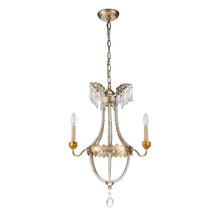Louis 3 Light Crystal Chandelier in Distressed Gold and Silver Candelabra Ceiling Light by Lucas McKearn