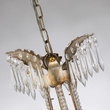 Louis 3 Light Crystal Chandelier in Distressed Gold and Silver Candelabra Ceiling Light by Lucas McKearn