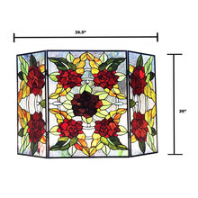 Canna Tiffany-Style Floral Stained Glass 3pcs Decorative Folding Fireplace Screen 40" Width Home Decor by Chloe