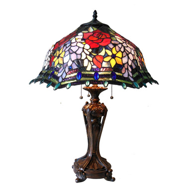 Carrell Table Lamp Tiffany-style 3 Light Roses Table Lamp 20