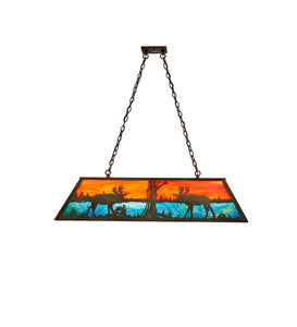 Custom 48"L Moose at Lake Oblong Pendant Ceiling Light by Meyda