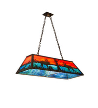 Custom 48"L Moose at Lake Oblong Pendant Ceiling Light by Meyda