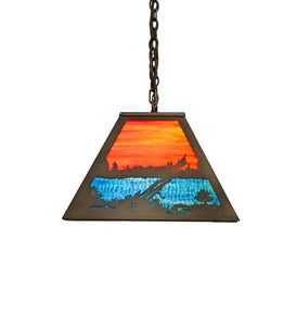 Custom 48"L Moose at Lake Oblong Pendant Ceiling Light by Meyda